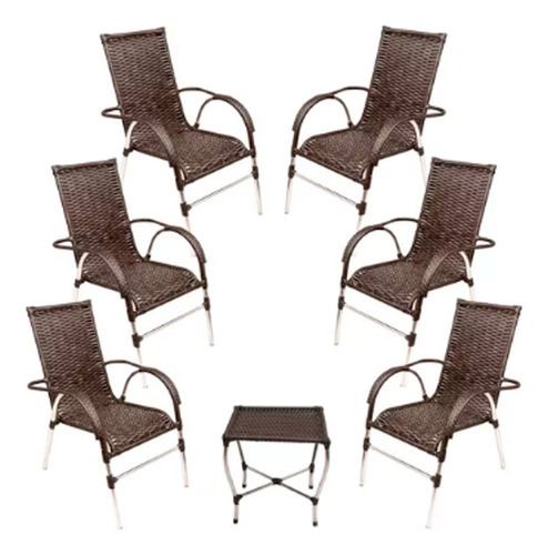 6 Cadeiras E Mesa Vênus Para Área, Churrasco, Jardim Piscina