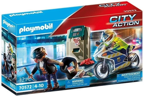 Playmobil Moto Policia Persecucion Ladron 70572 City Action