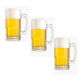 3 Tarros Cerveceros Vaso Cerveza Clásico 375ml Bar Vidrio