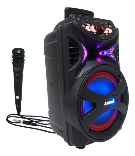 Caixa Som Amplificada Bluetooth 250w Usb Led Fm Microfone