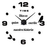 Reloj De Pared 3d Grande 100x100cm + Frase En Vinilo 