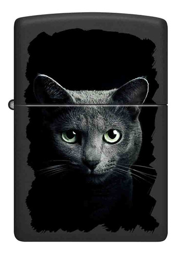 Encendedor Zippo Negro Diseño Gato