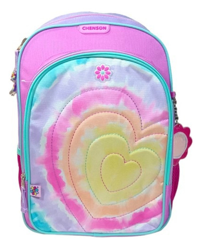 Mochila Happy Girl Corazon Estamado Rosa Primaria Chenson 