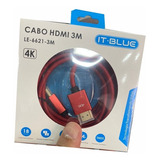 Kit 3 Cabo Hdmi 3 Metros Blindado Ultra Hd 4k 3d À Ouro