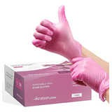 Guantes Desechables De Vinilo Rosa, Paquete Pequeño De 50 - 