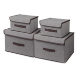 4 Pcs Cajas Organizadoras De Tela Plegables Con Tapas