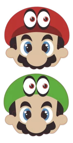 Mascaras Mario Bros Y Luigi × 6 Cotillón Cumpleaños Antifaz