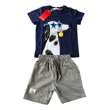 Conjunto Infantil Dog Kids Menino 1 A 3 Anos Camisa E Short