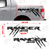 Sticker Calca 70 Cm Ford Ranger 4x4 Garra Kit Laterales Caja