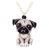 Newei Acrílico Dulce Francés Bull Pug Perro Collar Colgante