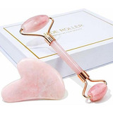 Rodillo De Jade Y Gua Sha Para Masaje Facial En Color Rosa