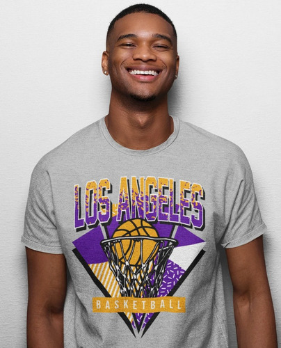 Polera Unisex Lakers Nba Retro Los Angeles Estampado