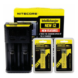 2 Baterias 18650 Nitecore Nl1826 2600mah Con Cargador I2