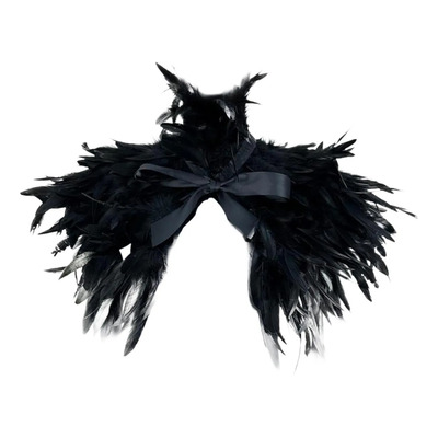 Pañuelo De Plumas Góticas Para El Hombro, Capa Punk Negro