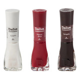 Kit 3 Esmalte Dailus Transparente Base E Cobertura Cores