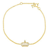 Pulseira Life Forever Coroa Prata Banho Em Ouro Amarelo Crav