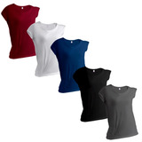 Kit 5 Camisetas Básicas Feminina Babylook Dry Fit Premium