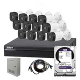 Kit Dvr 16ch Y 12 Camaras 5mp Dahua H265+ Disco 4tb Fuente C