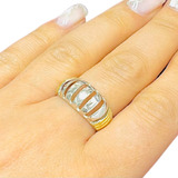 Anillo Ancho Calado Plata Y Oro Ideal Mujer Regalo Ao 416