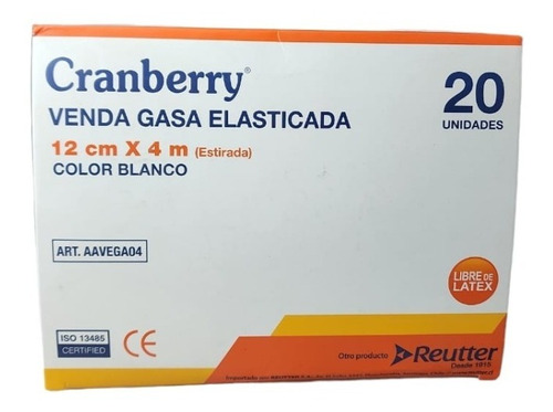 Venda Gasa Elasticada Cranberry / 12 Cm X 4mts / 20 Unidades