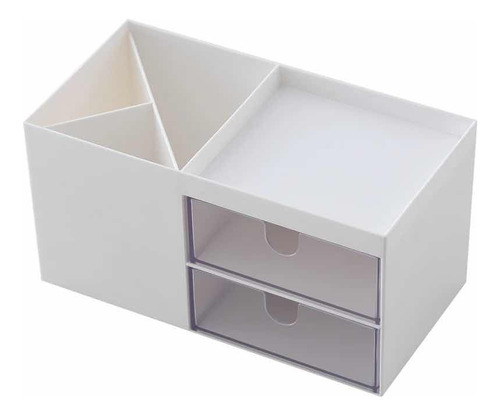 Organizador Cosmeticos Maquillaje 2 Cajones Acrilico Blanco