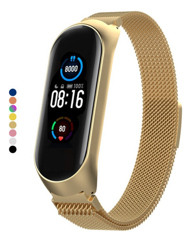 Pulseira Milanese Para Mi Band 5 Magnética Aço Inox Metal