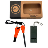 Kit Pedernal Iniciador Fuego Camping Outdoor  Silbato 4 En 1