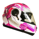 Casco Abatible Doble Mica Para Mujer Dama Rosa Obsequio Red