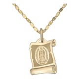 Collar Con Medalla De Virgen Italiana De Oro De 14k