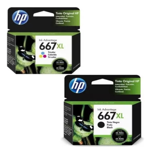 Combo Cartucho Hp 667xl Negro Tricolor 660 Página