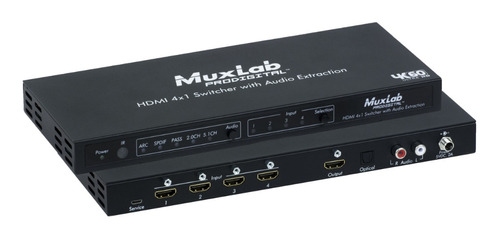 Switcher Hdmi 4x1 Extracción Audio 4k/60 Mux-500437 Muxlab