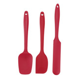 Espátulas De Silicona Kit Para Cocina Hornear Roja 3pzs