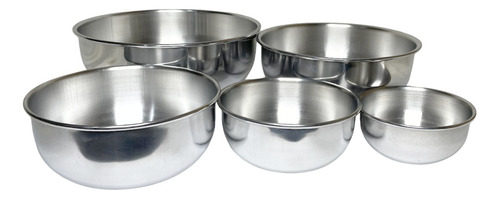 Saladeira 5 Tigela Bowl Alumínio Vasilha Bacia Kit Multiuso