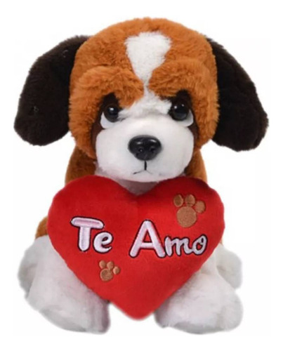 Perro De Peluche Con Corazón Bordado San Bernardo Cute