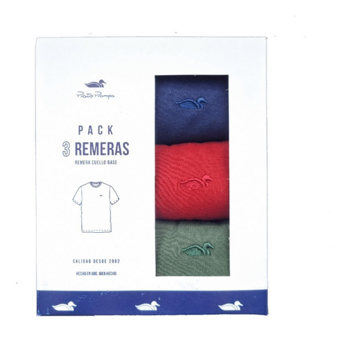 Remera Pato Pampa Pack X 3u. Azul - Rojo - Verde.
