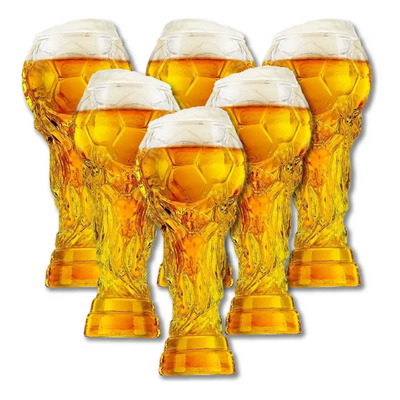 Set De 6 Vasos De Cerveza Forma Copa Mundial 2026 450 Ml Blanco | Meses sin interés