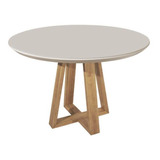 Mesa De Jantar Bennett Redonda 6 Lugares Vidro 115 Off White