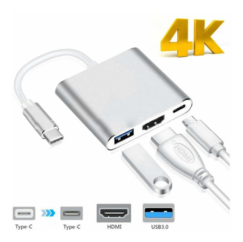 Adaptador Multipuerto C, Hdmi, Usb3.0, Hembra Tipo C