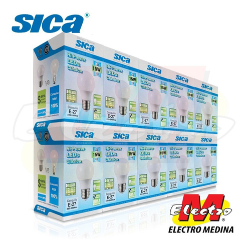 Lampara Led 15w A60 E27 Fria  X 10 U Sica Electro Medina