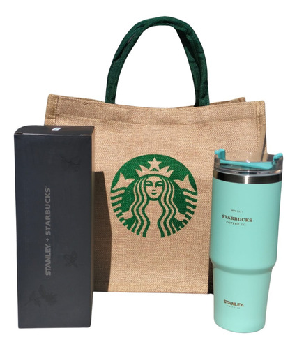 Kit Vaso Termo Starbucks - Stanley Incluye Bolsa De Yute