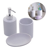 Kit Acessórios De Lavabo Banheiro 3 Peças Cerâmica Branca