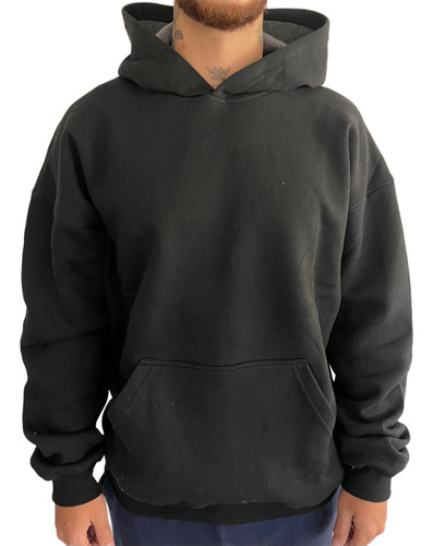 Buzo Hoodie Oversize Canguro Clasico Frizado Capucha Hombre 