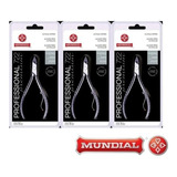 Kit 3 Alicates Inox 722 Cutícula Profissional Afiado Mundial