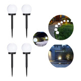 Kit 4x Lampada De Jardim Externa Led Branca Espeto Solar Cor Branco Frio