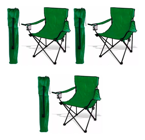 Silla Director Sillón Plegable Playa Camping Pesca Set X 3