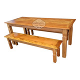 Mesa De Madeira 170 X70 Com 2 Banco De Encaixe E 2 Tamborete