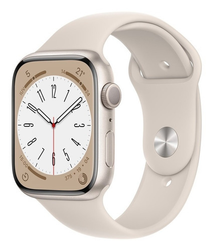 Apple Watch Series 8 Gps - Caja De Aluminio Plata 45 Mm - Correa Deportiva Blanca - Patrón