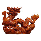 Estátua De Dragão Chinês Esculpida Em Madeira, Ornamento