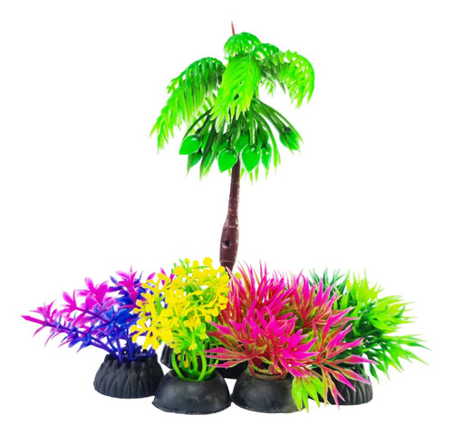 Planta Artificial Mini Tropical  Coqueiro Aquário Decoração