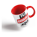 Tazón Taza Personalizada Con Color Interior - Asa Rojo